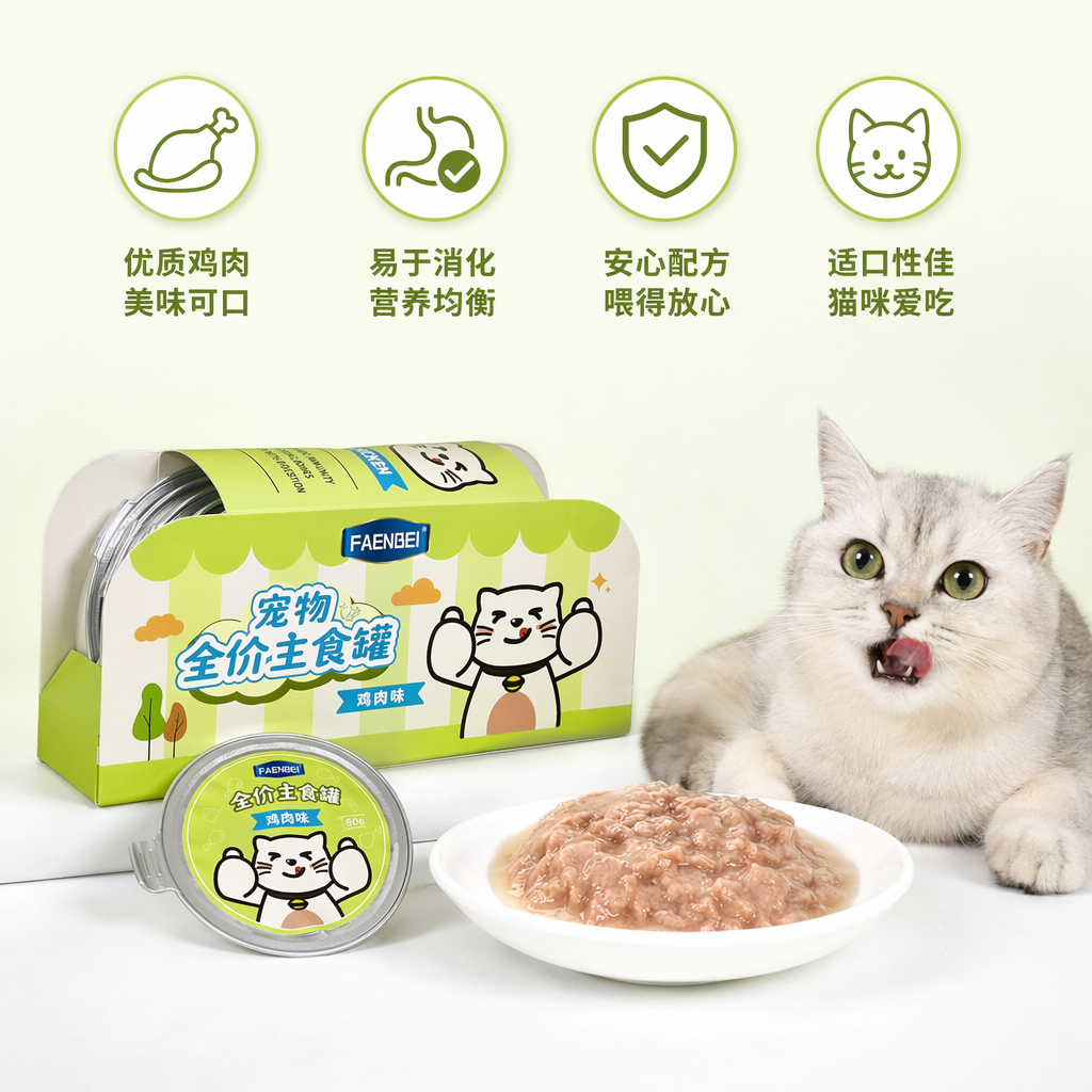 绿色包装盒猫罐头主食级无谷高肉猫咪湿粮