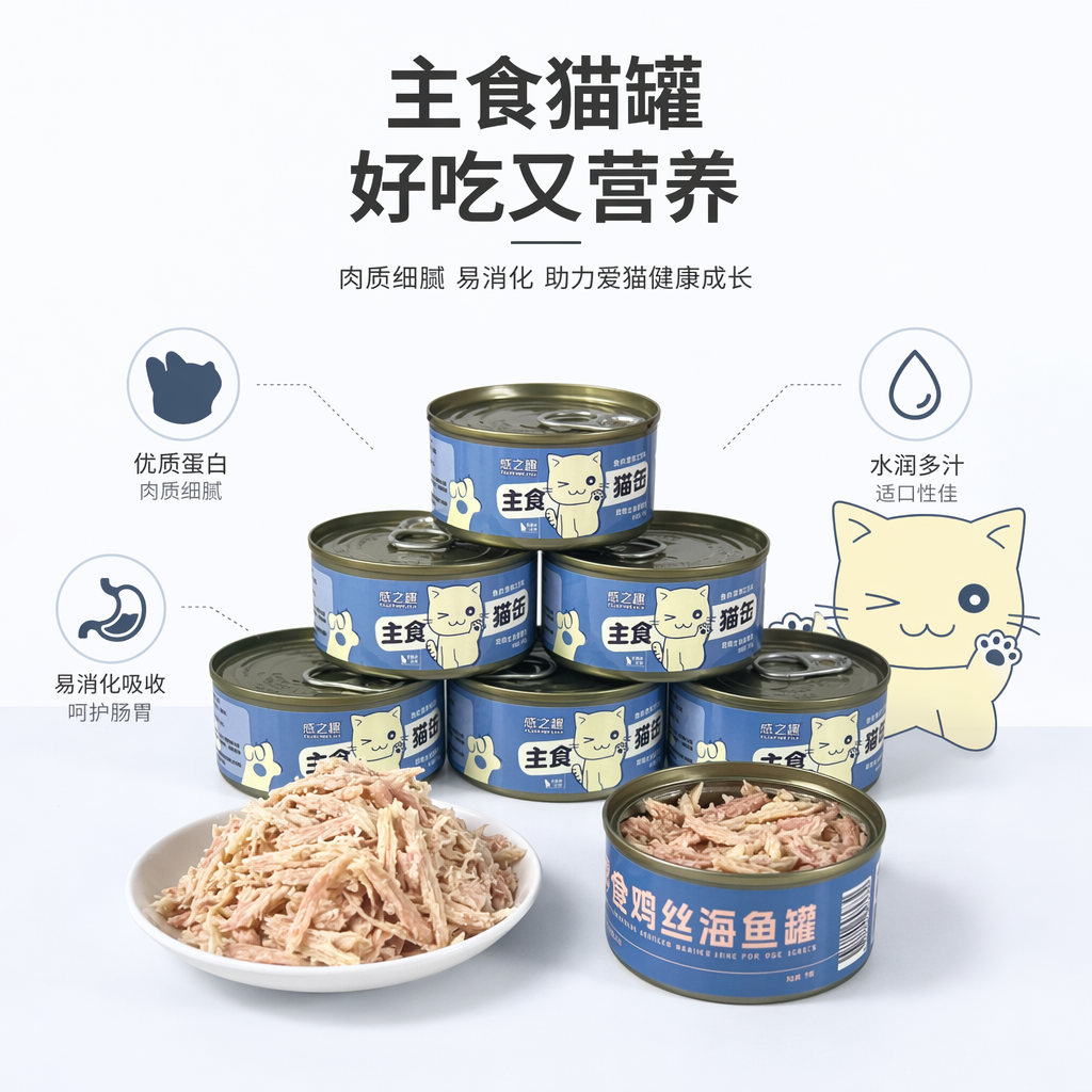 蓝色猫罐头堆叠玻璃货架场景图高清摄影素材