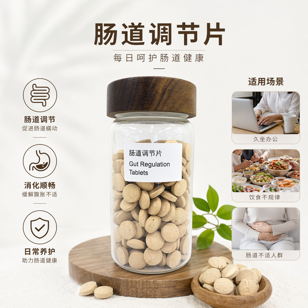 Transparent glass canned intestinal regulation tablets with wooden LIDS