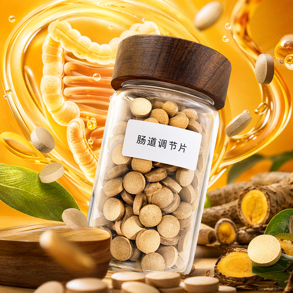 Transparent glass canned intestinal regulation tablets with wooden LIDS Specification image