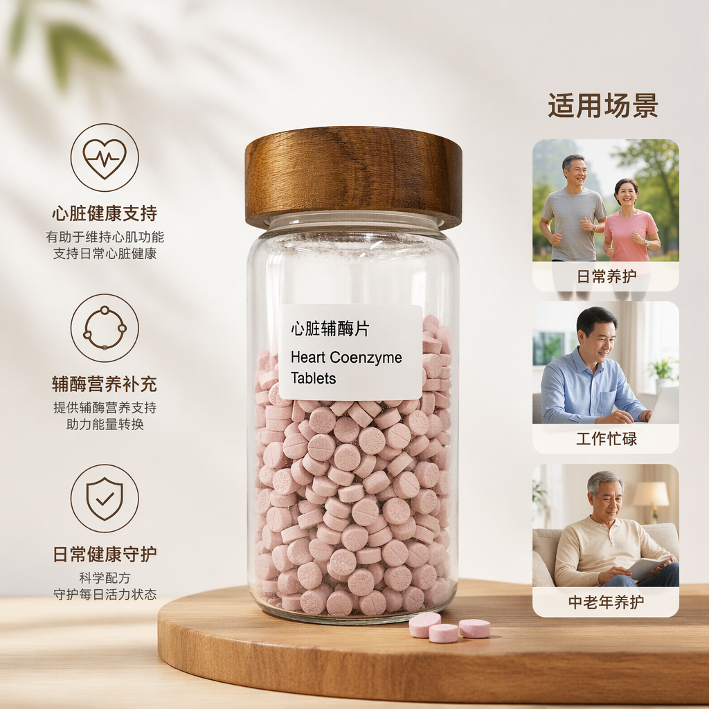 透明玻璃瓶装心脏辅酶片 营养补充剂 易吸收高活性
