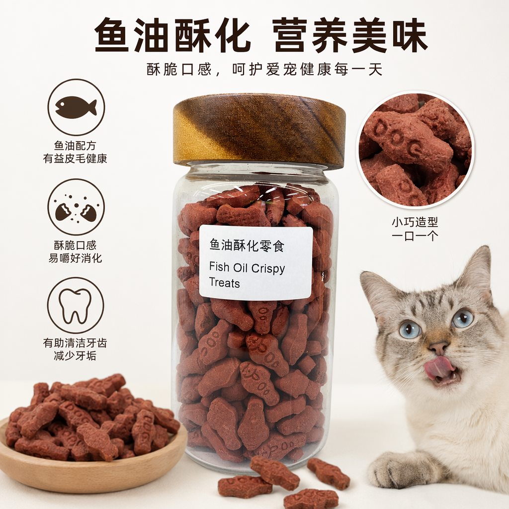 透明玻璃罐装鱼油酥化零食 独立小包装健康零食