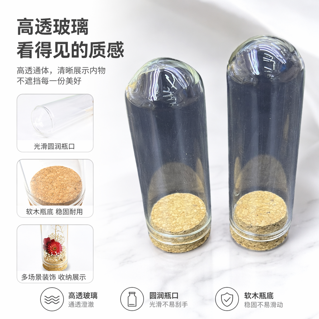 透明玻璃试管 实验室用耐热硼硅酸盐材质 10ml 20ml 50ml图