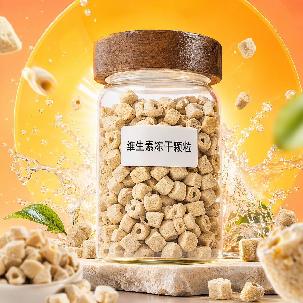 Transparent glass canned vitamin freeze-dried granules are portable, sealed and fresh-keeping nutritional supplements Specification image