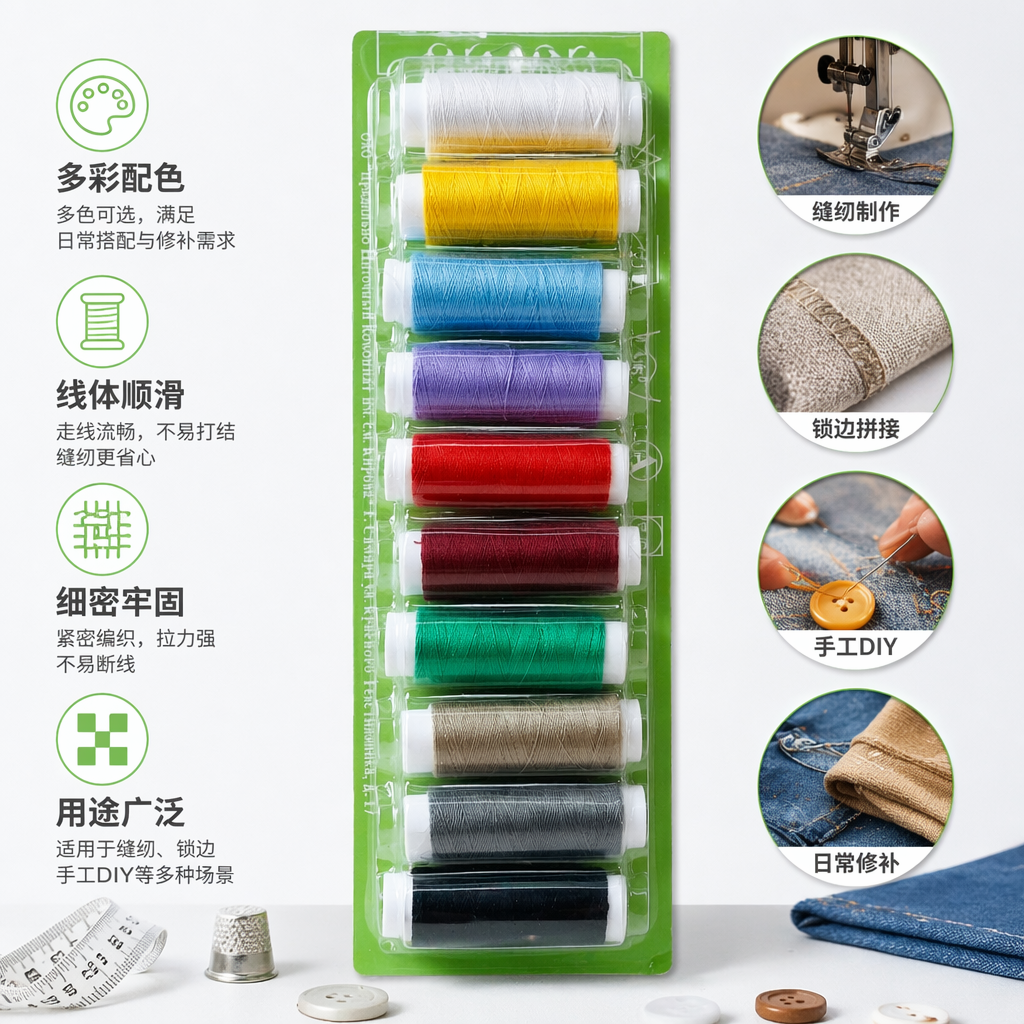 彩色线轴套装 缝纫绣花DIY手工编织多色混装