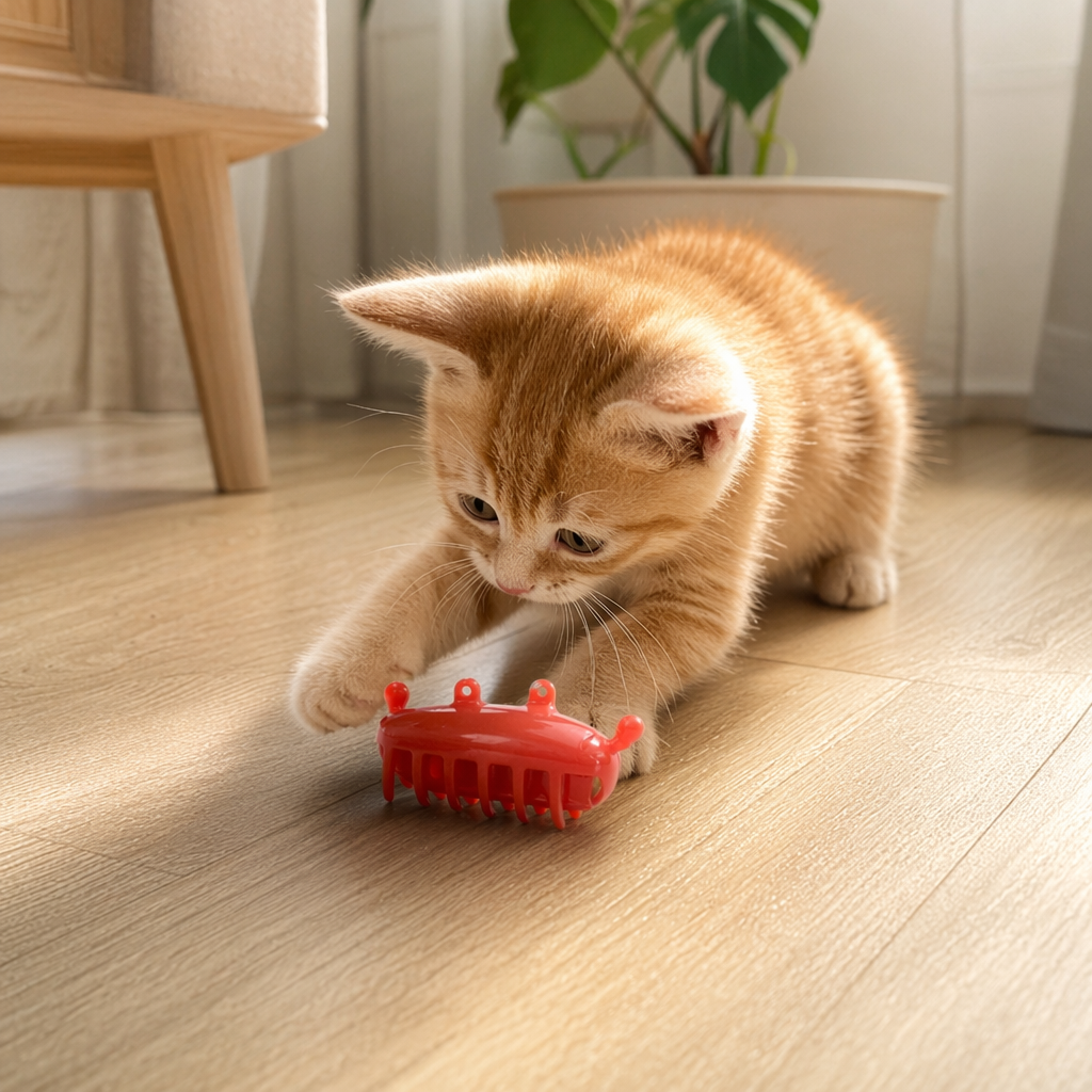 红色螃蟹造型宠物电动玩具 趣味互动逗猫神器产品图