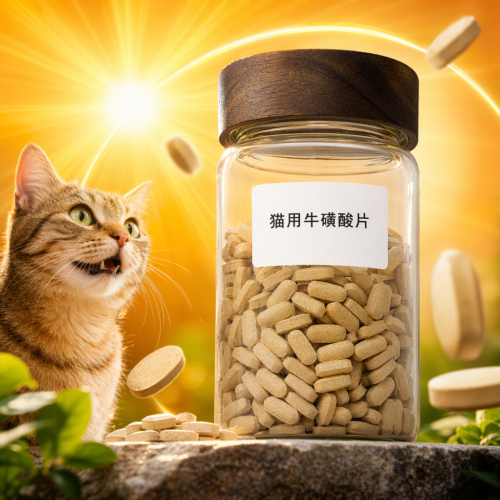 Transparent glass bottle with wooden cap, taurine tablets for cats, pet nutritional supplement Specification image