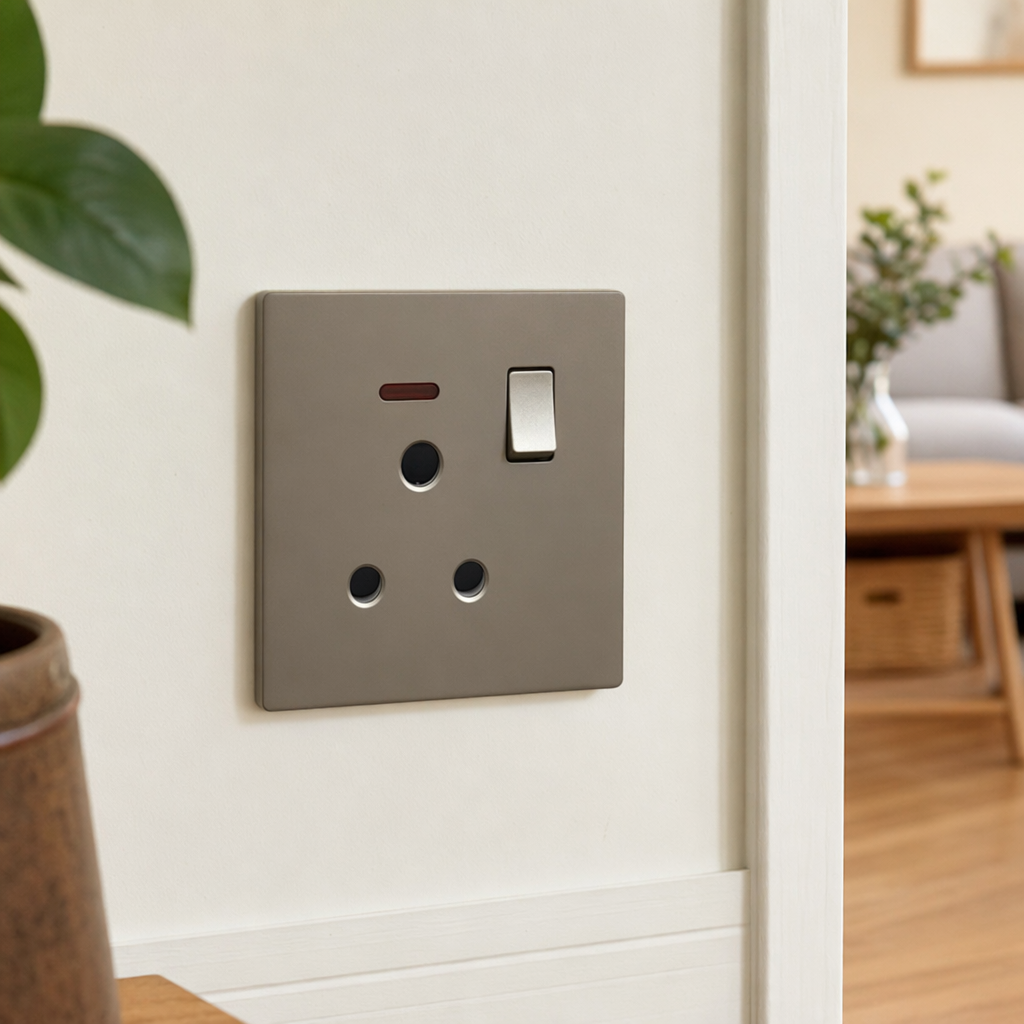 T2 Gold 15A panel socket, household wall socket, waterproof, fireproof and flame-retardant outlet details Picture