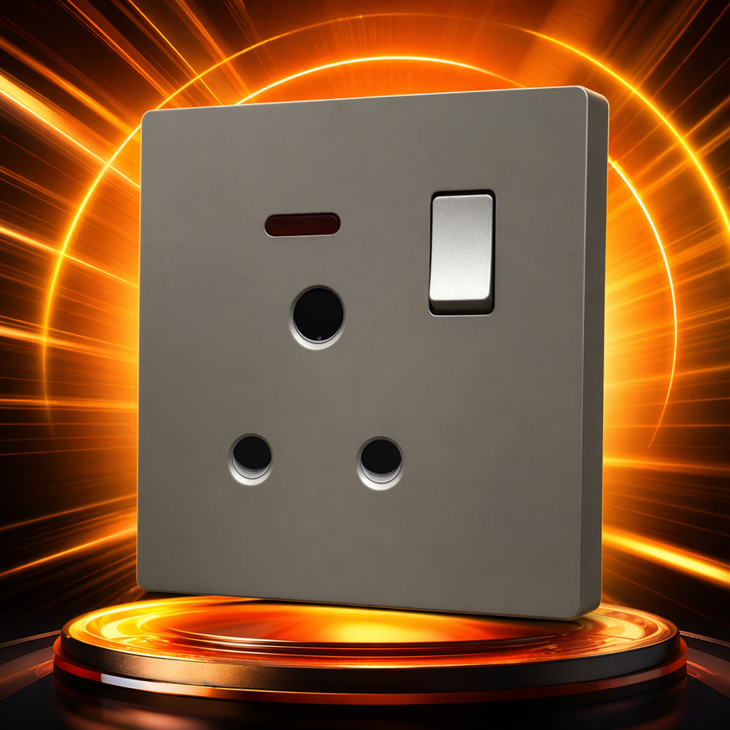 T2 Gold 15A panel socket, household wall socket, waterproof, fireproof and flame-retardant outlet Specification image