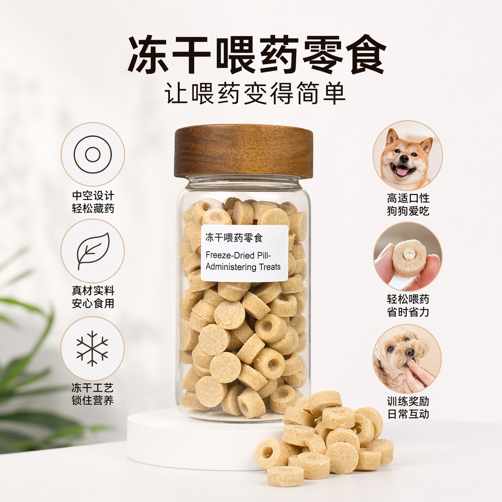 透明玻璃罐装冻干喂药零食 宠物专用健康零食