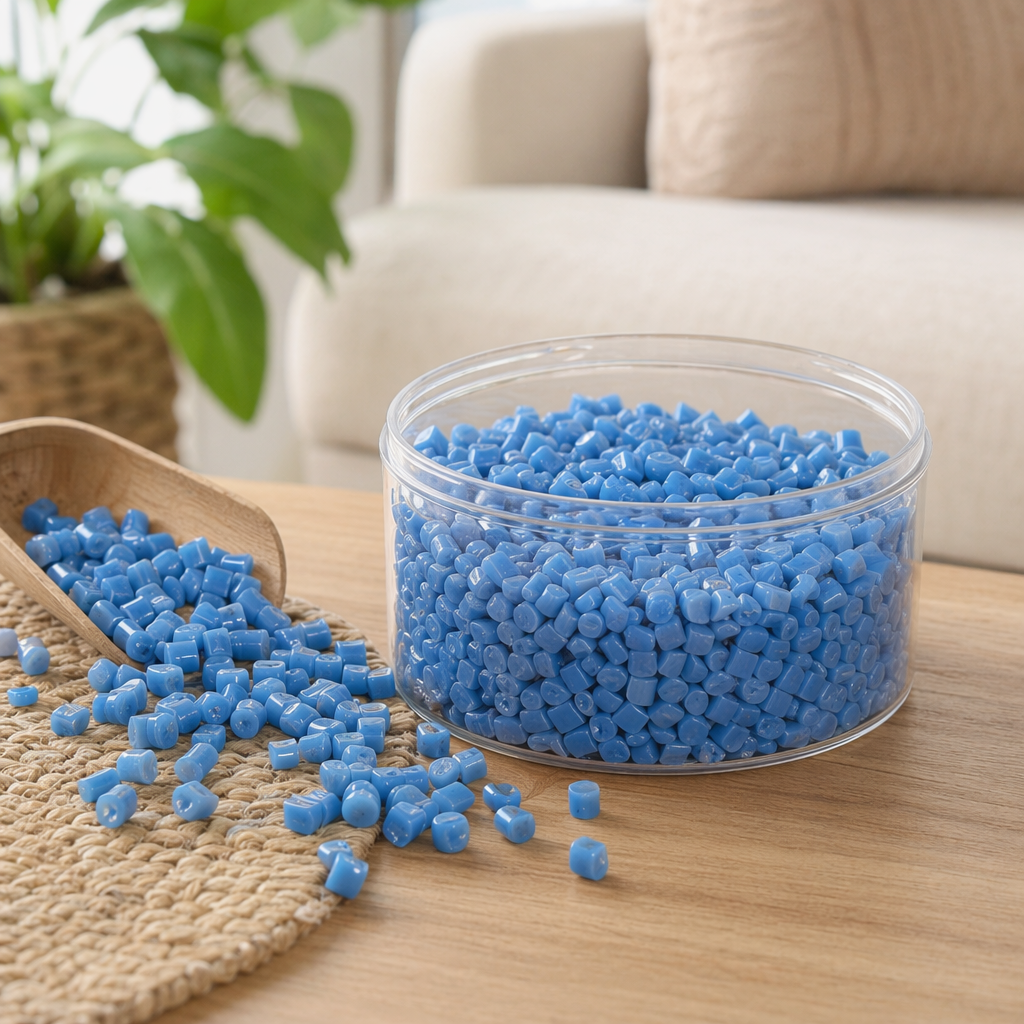 Blue plastic particles, industrial-grade PP polypropylene raw materials, 2-3mm particle size, customizable color details Picture