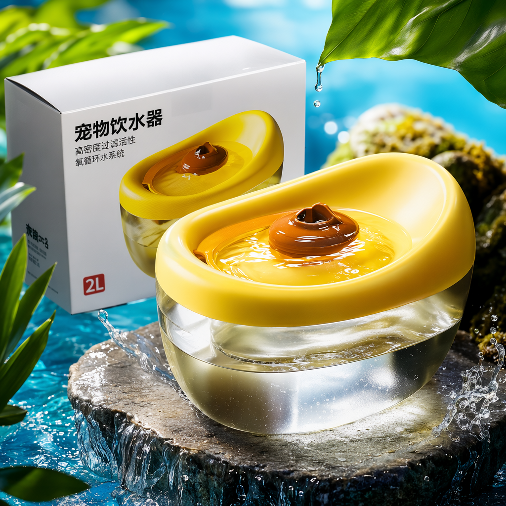 Yellow pet water dispenser, automatic circulation silent model, suitable for both cats and dogs, large capacity Specification image