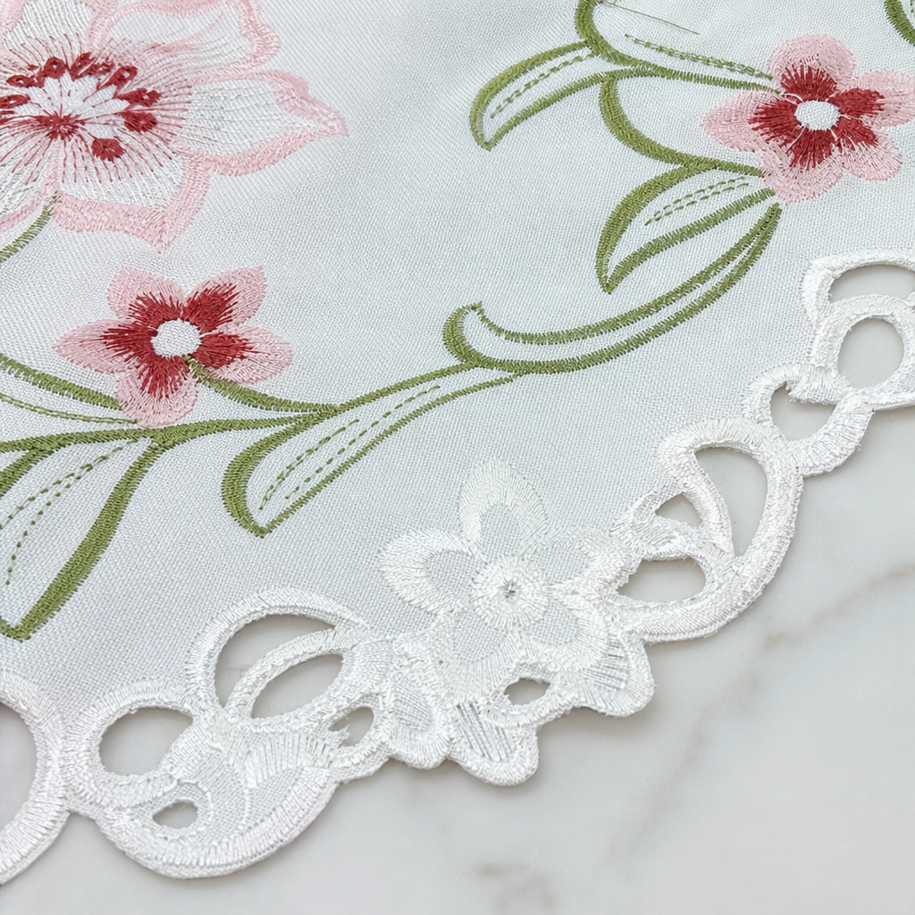 White floral embroidered tablecloths, tablecloths and living room decorative fabrics Application Scenario