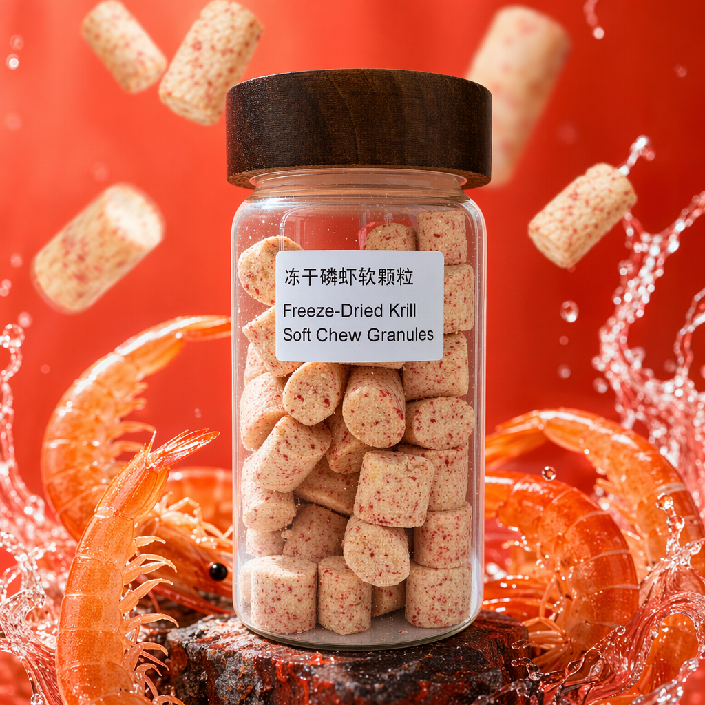 Transparent glass canned freeze-dried krill soft granule pet nutrition snacks are high in protein and easy to digest Specification image
