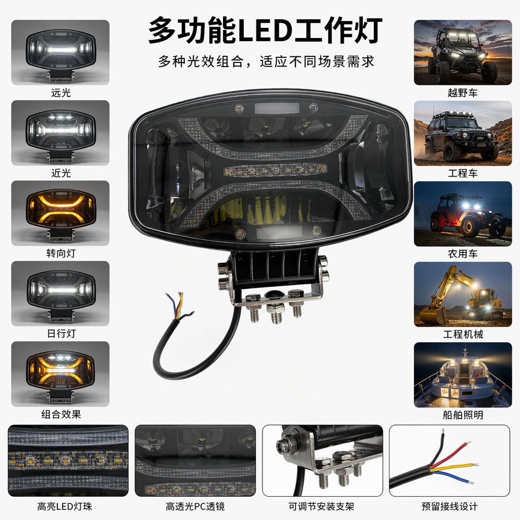 欧卡LED工作灯货车越野车灯卡车斯卡尼亚沃尔沃奔驰欧卡160瓦