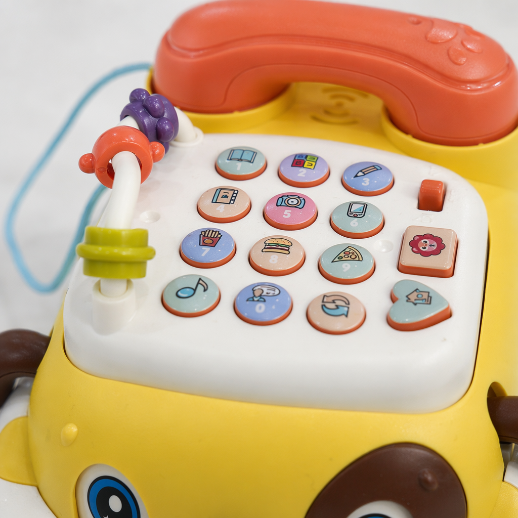 Yellow dog-shaped toy phone for children's intelligence and early education with sound interaction Application Scenario