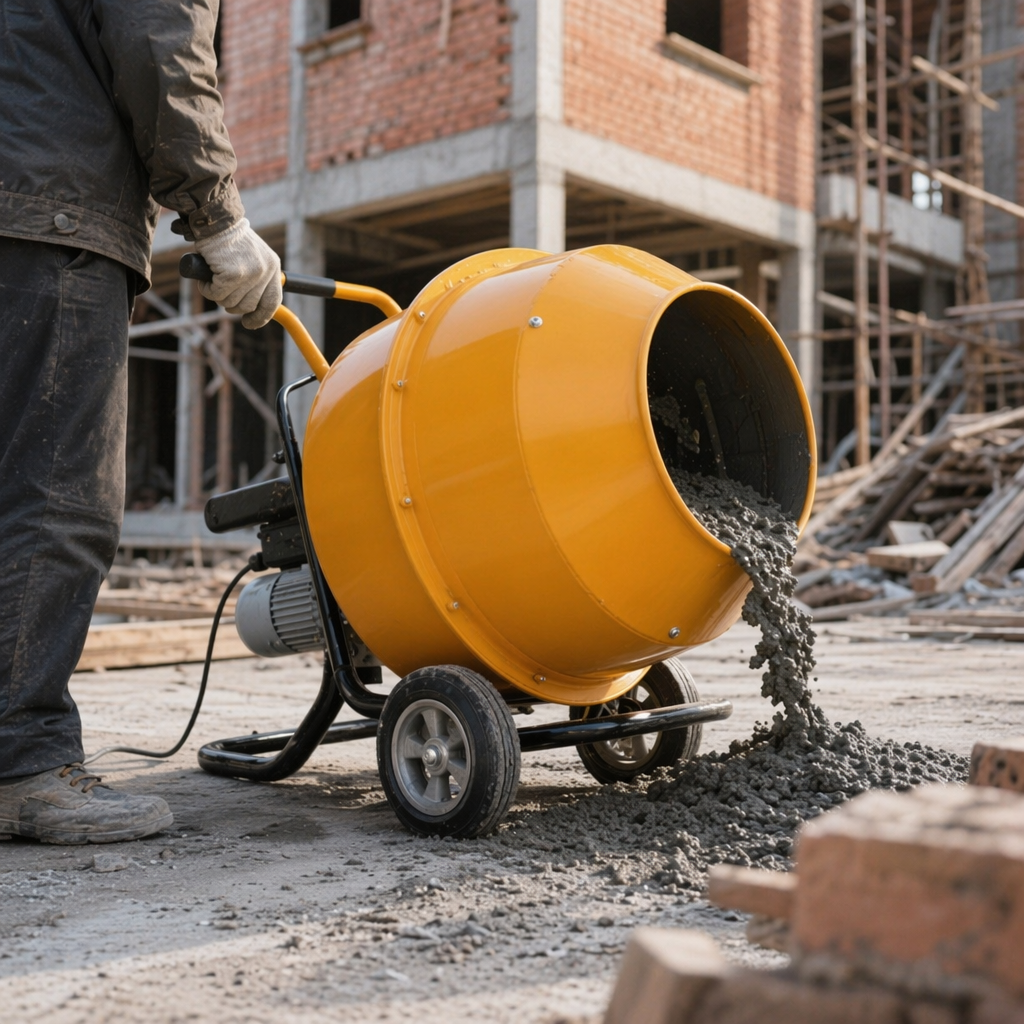 Orange cement mixer, household small concrete mixer, 30L, power 1.5kw details Picture