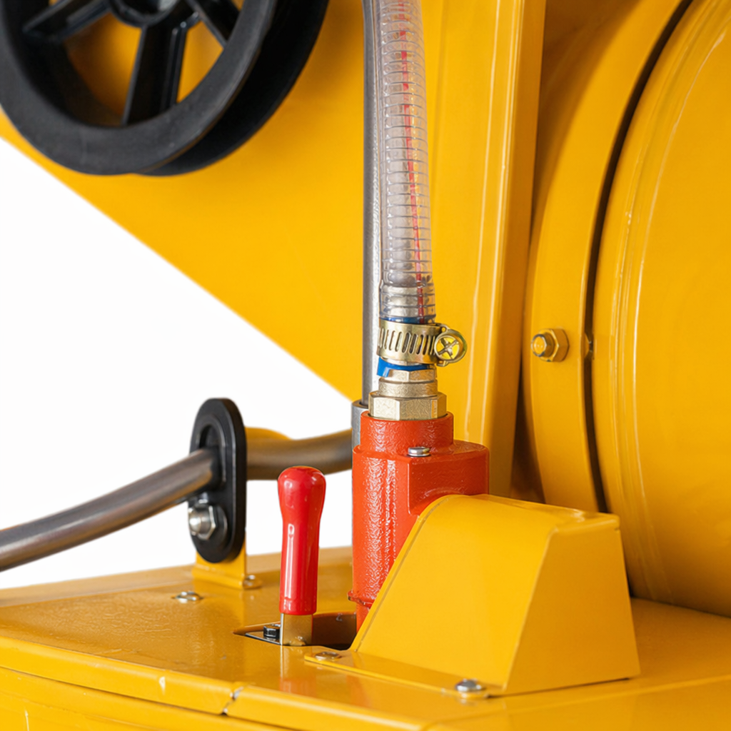 The yellow concrete mixer is a small portable electric mixer for construction projects Application Scenario