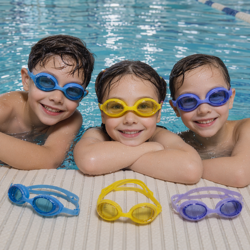 Colorful children's swimming goggles, anti-fog silicone, comfortable and snug swimming goggles for boys and girls details Picture