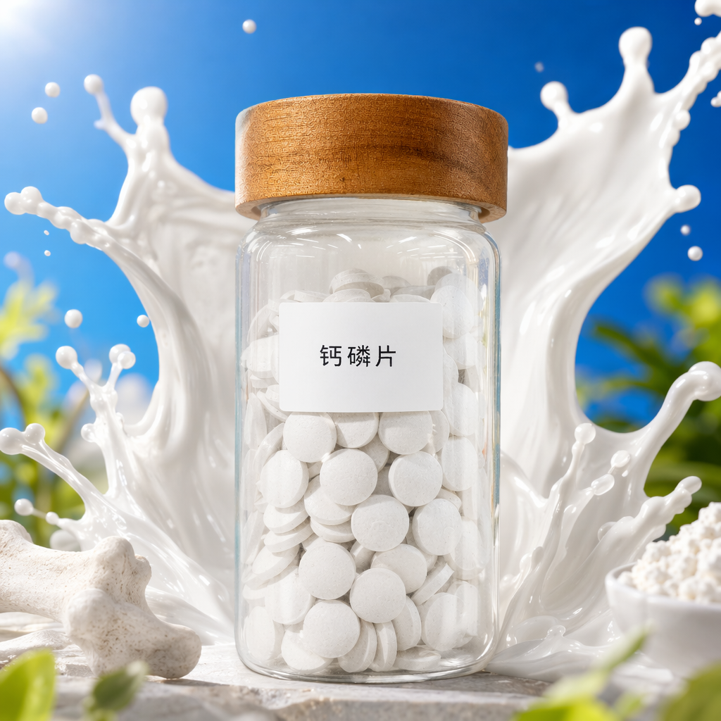 Transparent glass canned calcium and phosphorus tablets are nutritional supplements for calcium and phosphorus supplementation Specification image