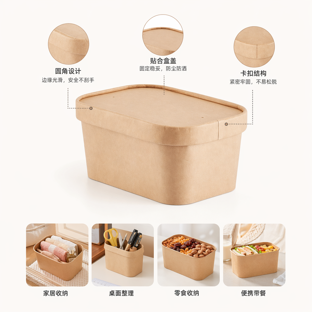 棕色纸盒包装环保简约礼品盒家用收纳盒图