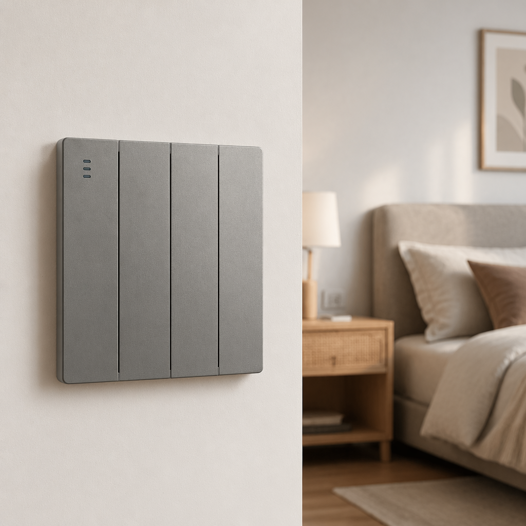 T2 Grey/gold four-bar switch panel for household wall switch panel export details Picture
