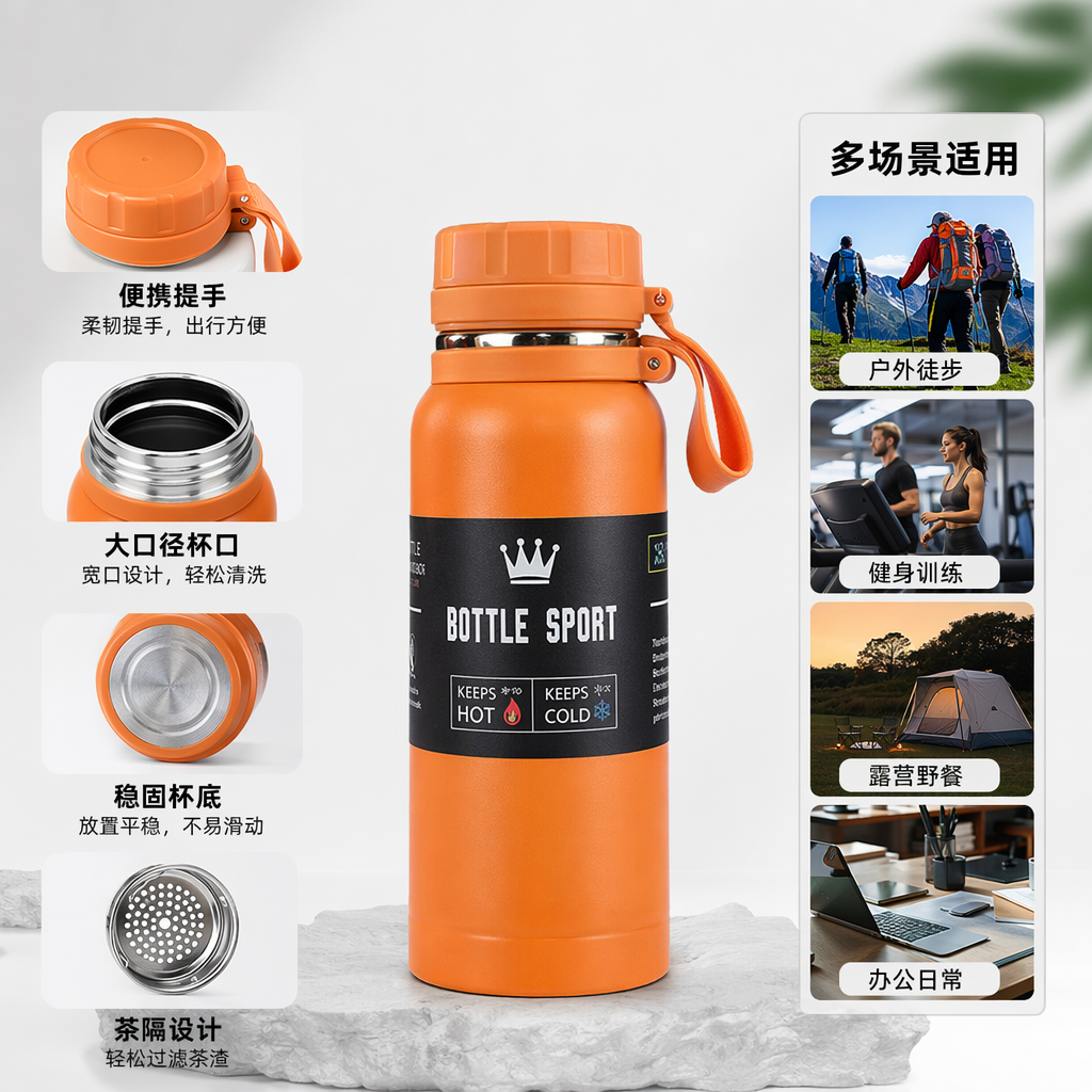 Multi-color gradient insulated water cup, 304 stainless steel vacuum insulated portable travel cup 131639169
