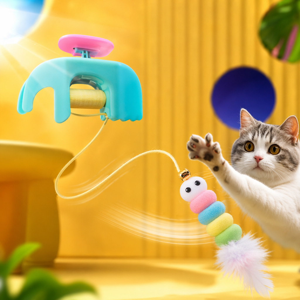 White packaging box cat toy, cat teasing stick, interactive and educational caterpillar Specification image
