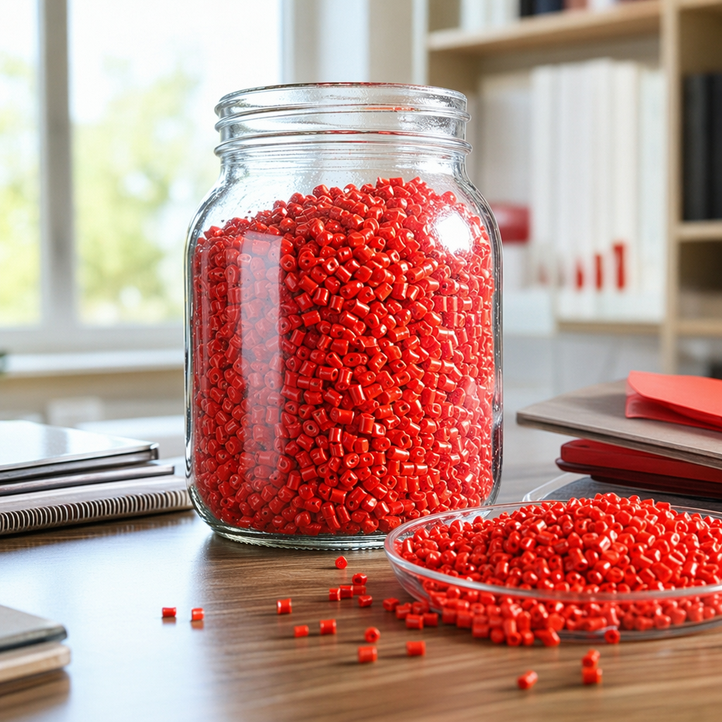 Red granular plastic raw material, food-grade PP injection molding special granular material, 25kg per bag details Picture