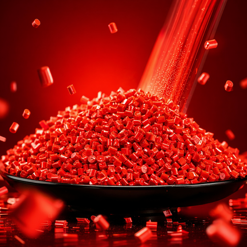Red granular plastic raw material, food-grade PP injection molding special granular material, 25kg per bag Specification image