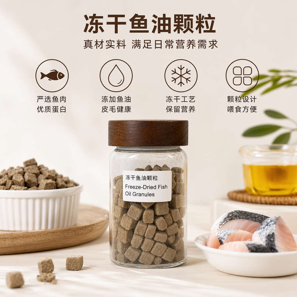 透明玻璃罐装冻干鱼油颗粒 保健食品高纯度易吸收
