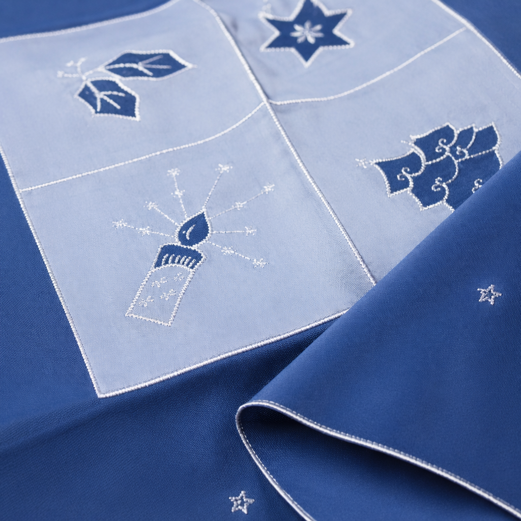 Blue tablecloths, tablecloths and placemats are for use in the living room and kitchen Application Scenario