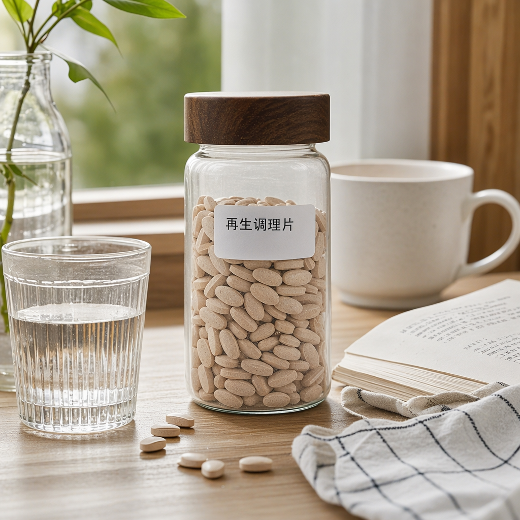 Transparent glass bottle recycled conditioning tablets are environmentally friendly and reusable for home cleaning and care details Picture