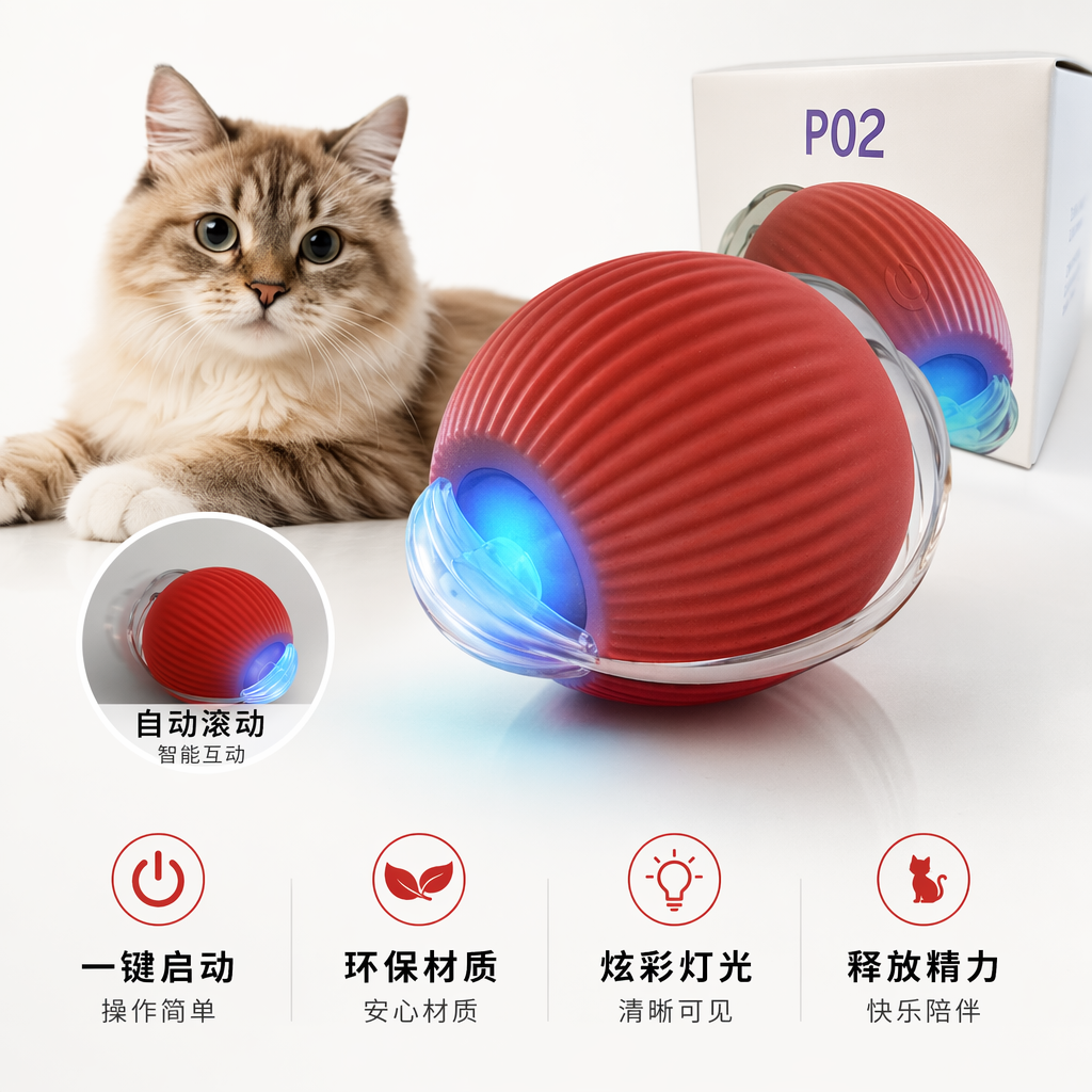 P02 Rolling Ball Pet Toys: Special feather type for cats, also suitable for dogs to play with. Pet supplies