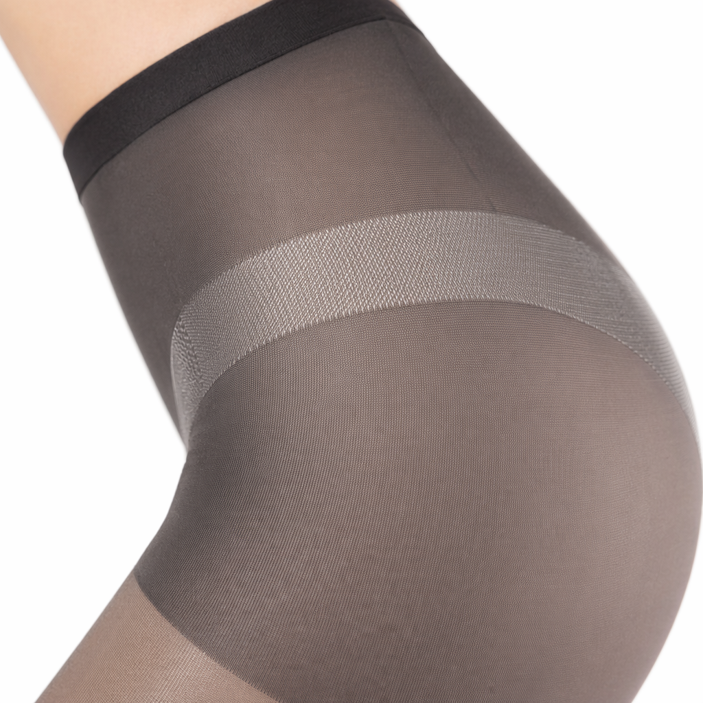 The grey silk stockings are the same style as the model for slimming and shaping women. They are elastic, breathable and of uniform size Application Scenario