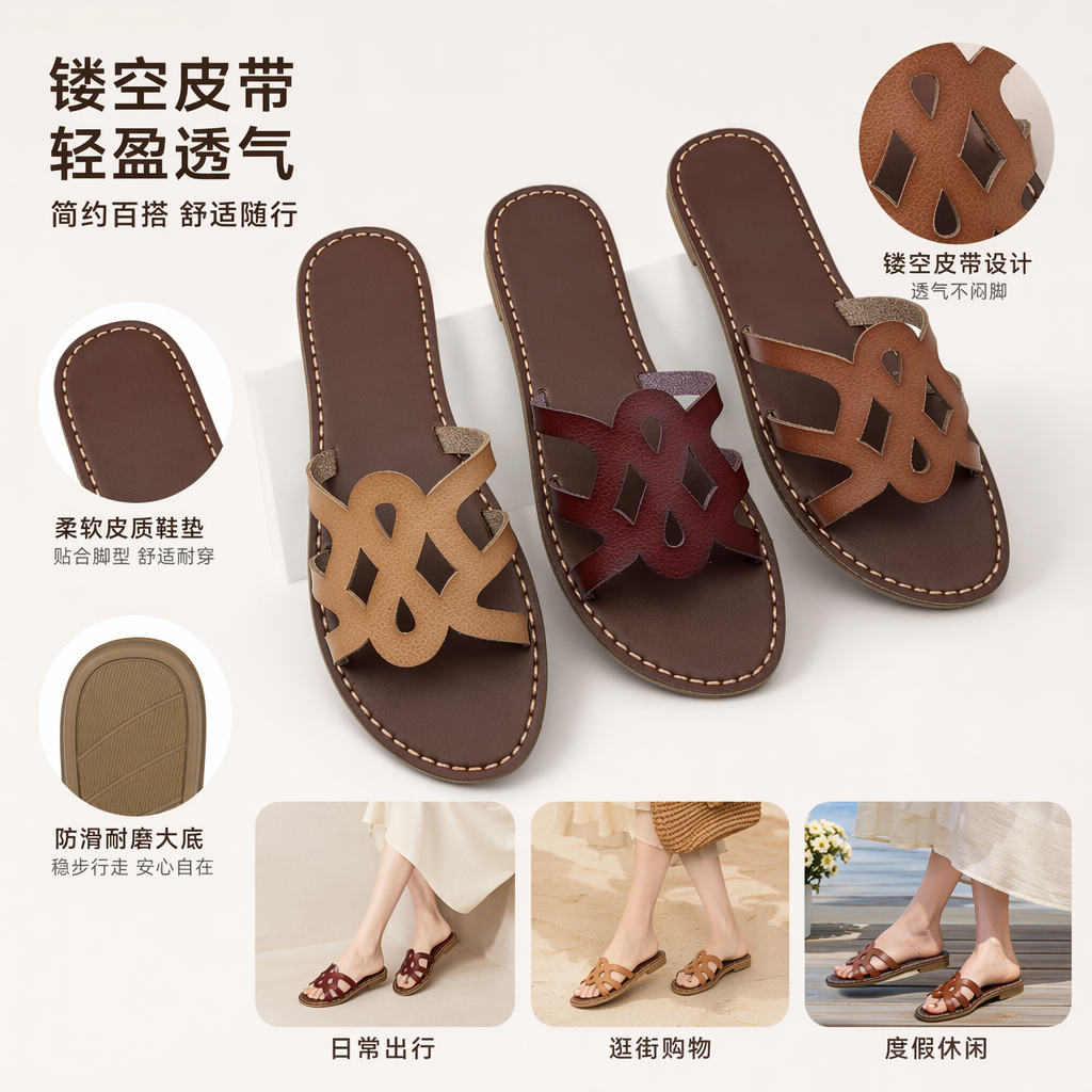 The women's cool flip-flops with a Middle Eastern style are comfortable and breathable