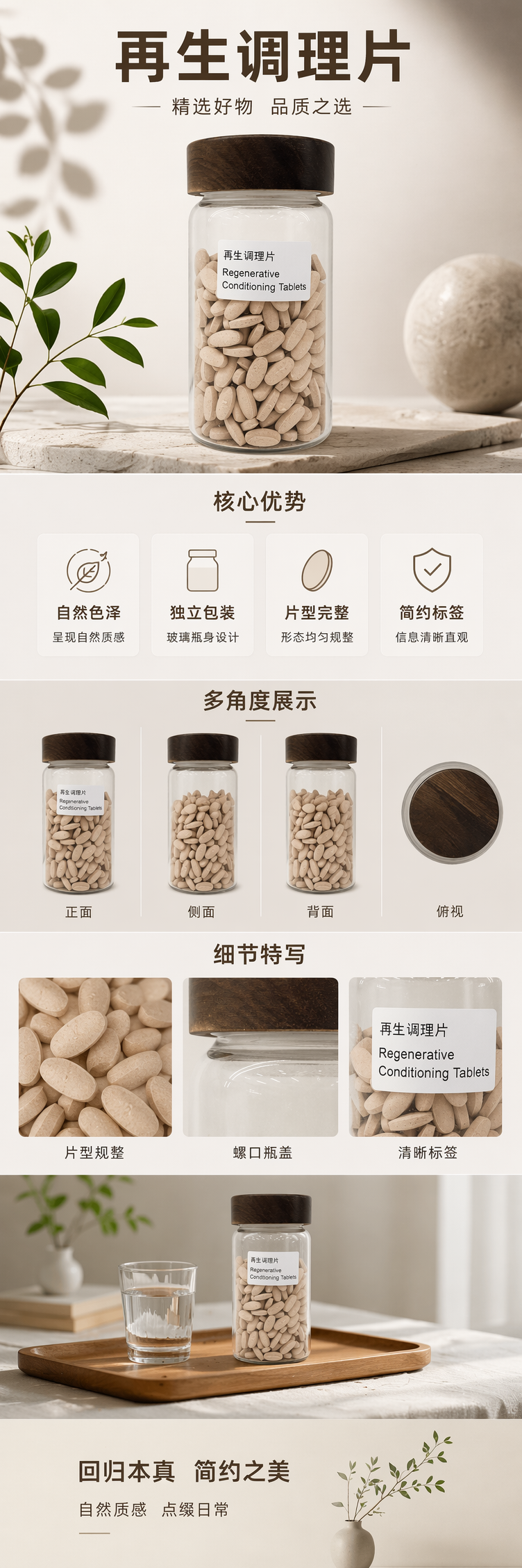 透明玻璃瓶再生调理片 环保可重复使用家居清洁护理 pic 1