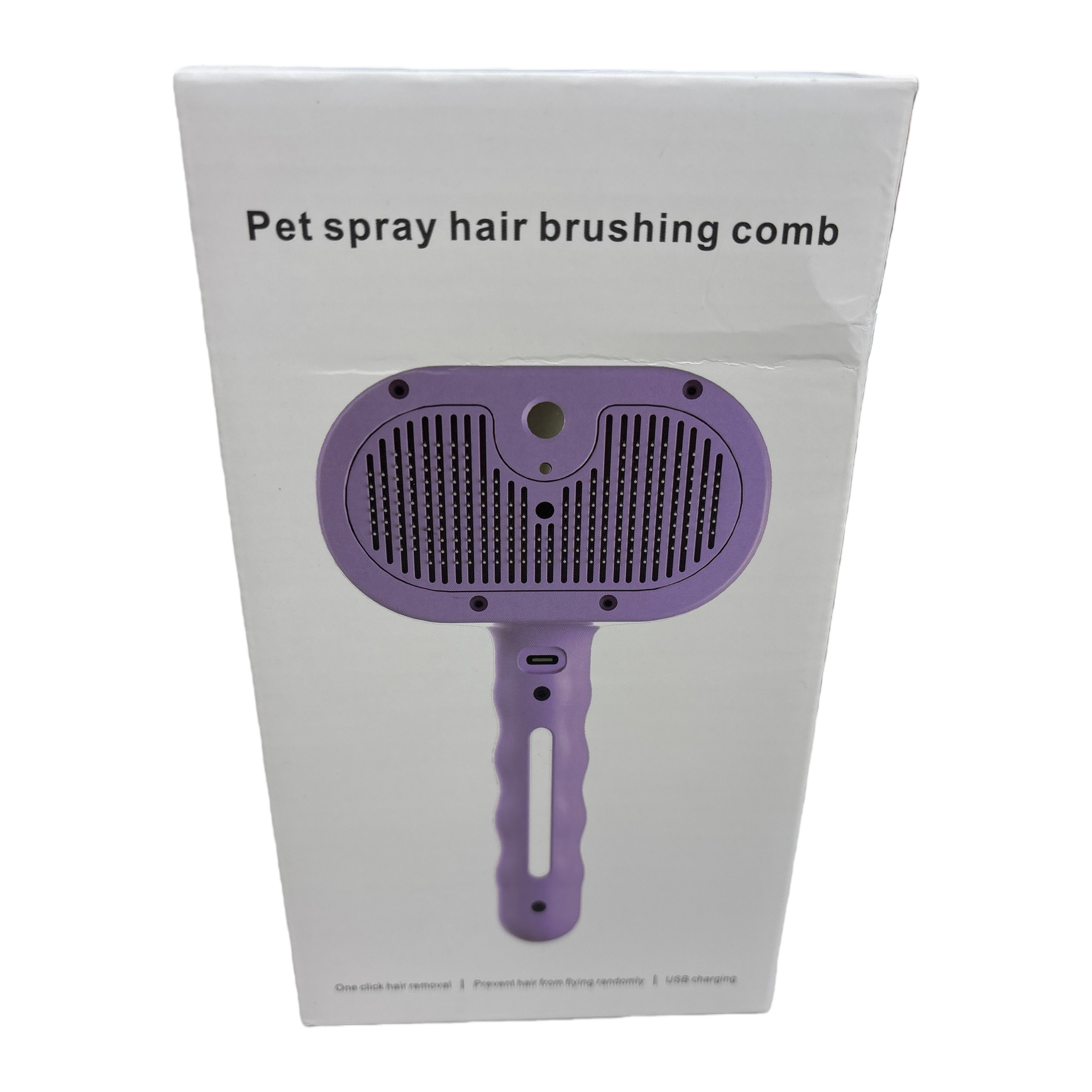 White packaging box, pet spray comb, pet care comb, hair removal and floating hair spray two-in-one Item Picture