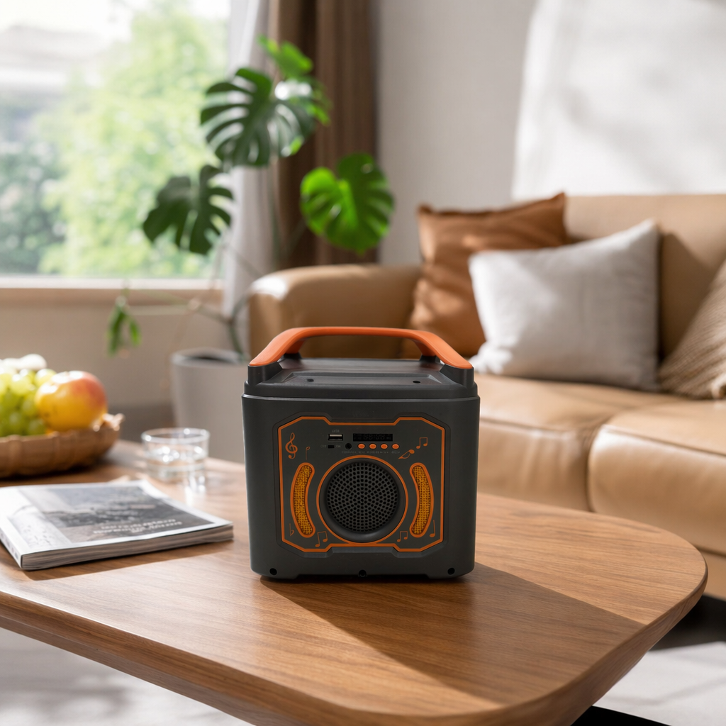 Gray-orange portable Bluetooth speaker, waterproof mini outdoor home rechargeable details Picture