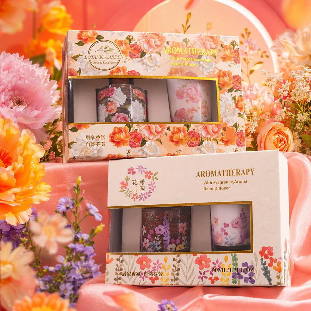 Floral pattern packaging box, aroma diffuser, indoor air fresher, fragrance diffuser Specification image