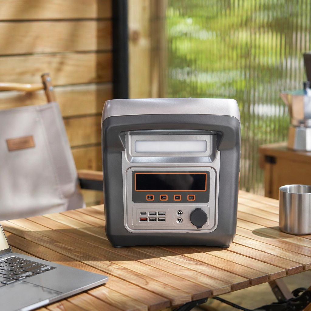Grey portable power station, large-capacity outdoor household emergency charging and energy storage equipment details Picture