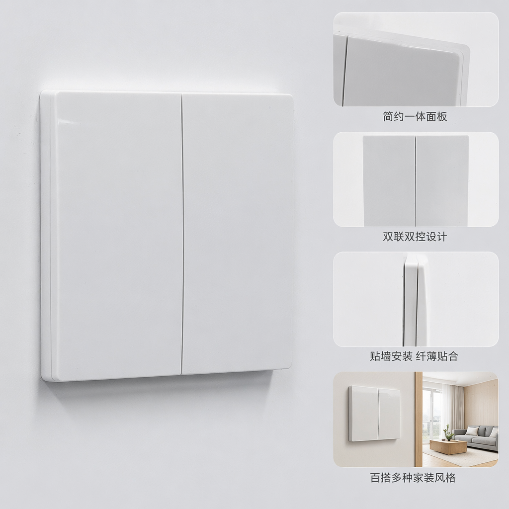 T5/T6 white double-switch household wall socket 86 type simple and modern export