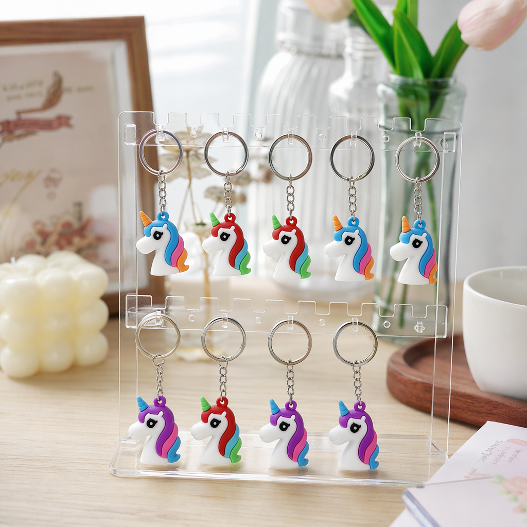 Colorful unicorn keychain, cute plush pendant, girls' bag decoration details Picture