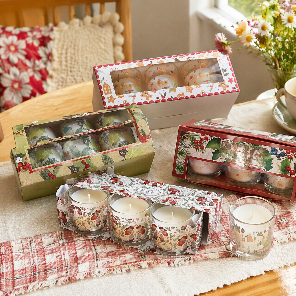 Christmas-themed scented candle gift box, an ideal choice for home decoration and gift-giving with a festive atmosphere details Picture