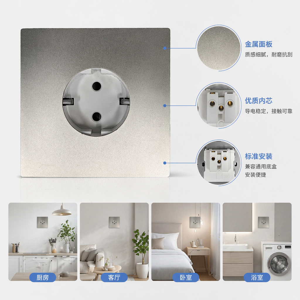T2 Golden European-style wall socket is exclusively for export