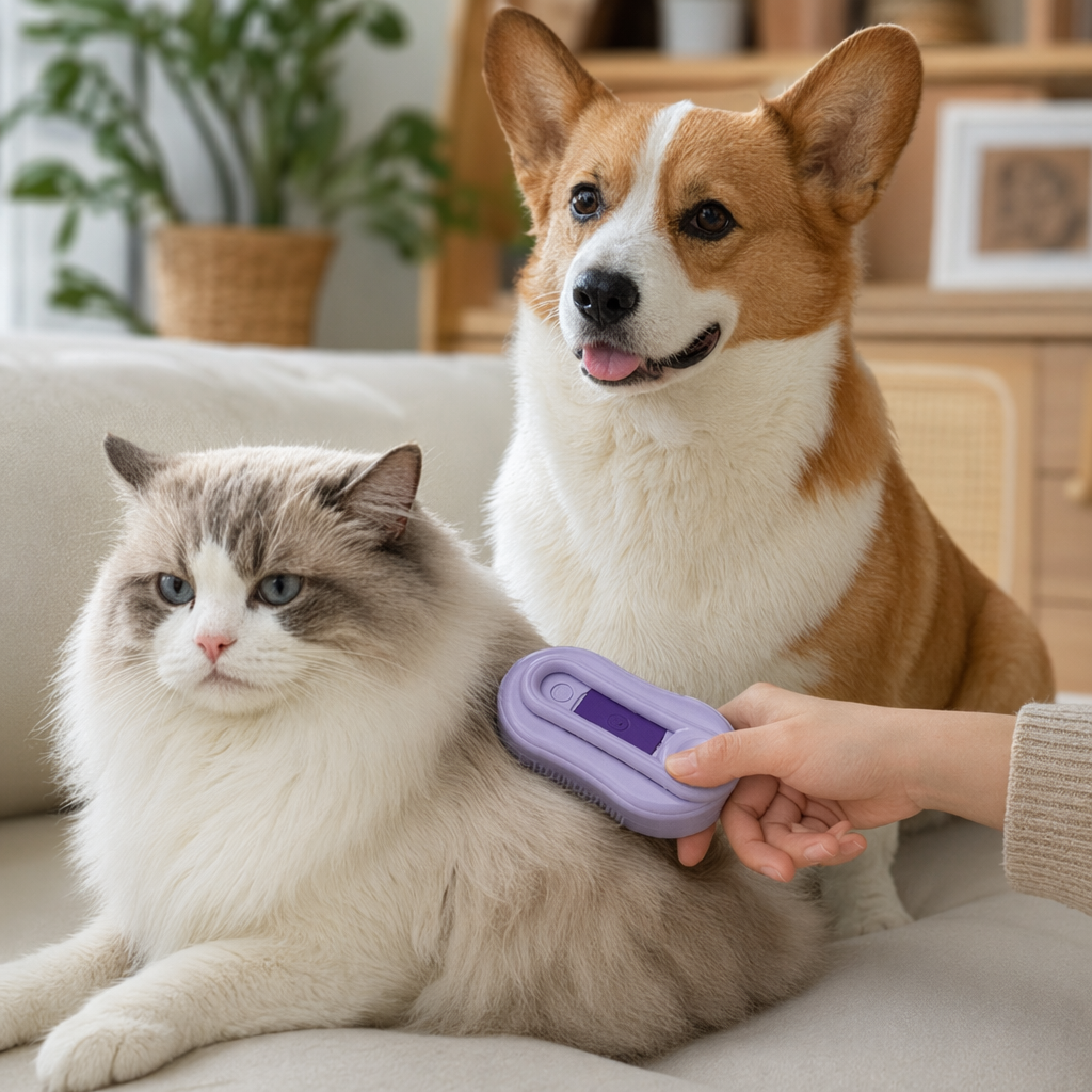 Pet dog cleaning and grooming tools, needles, combs, pet supplies, bathing details Picture