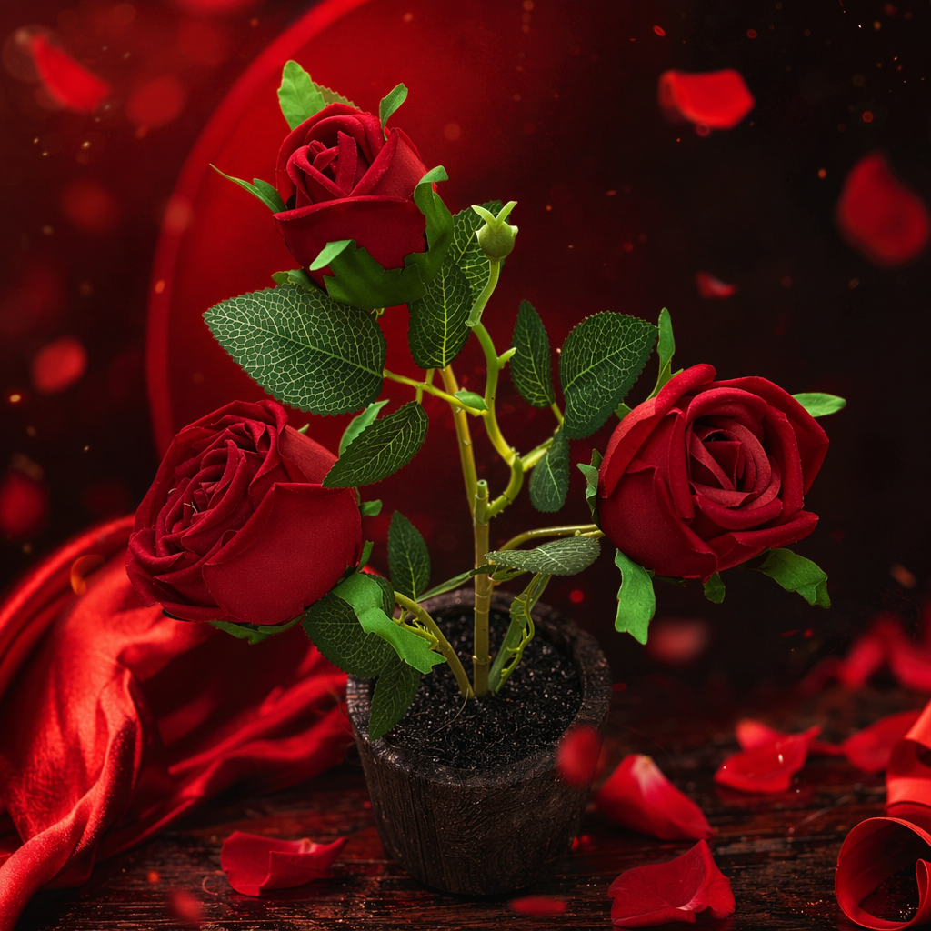 Red rose potted plants are indoor balcony ornamental flowers that can bloom with flower buds Specification image