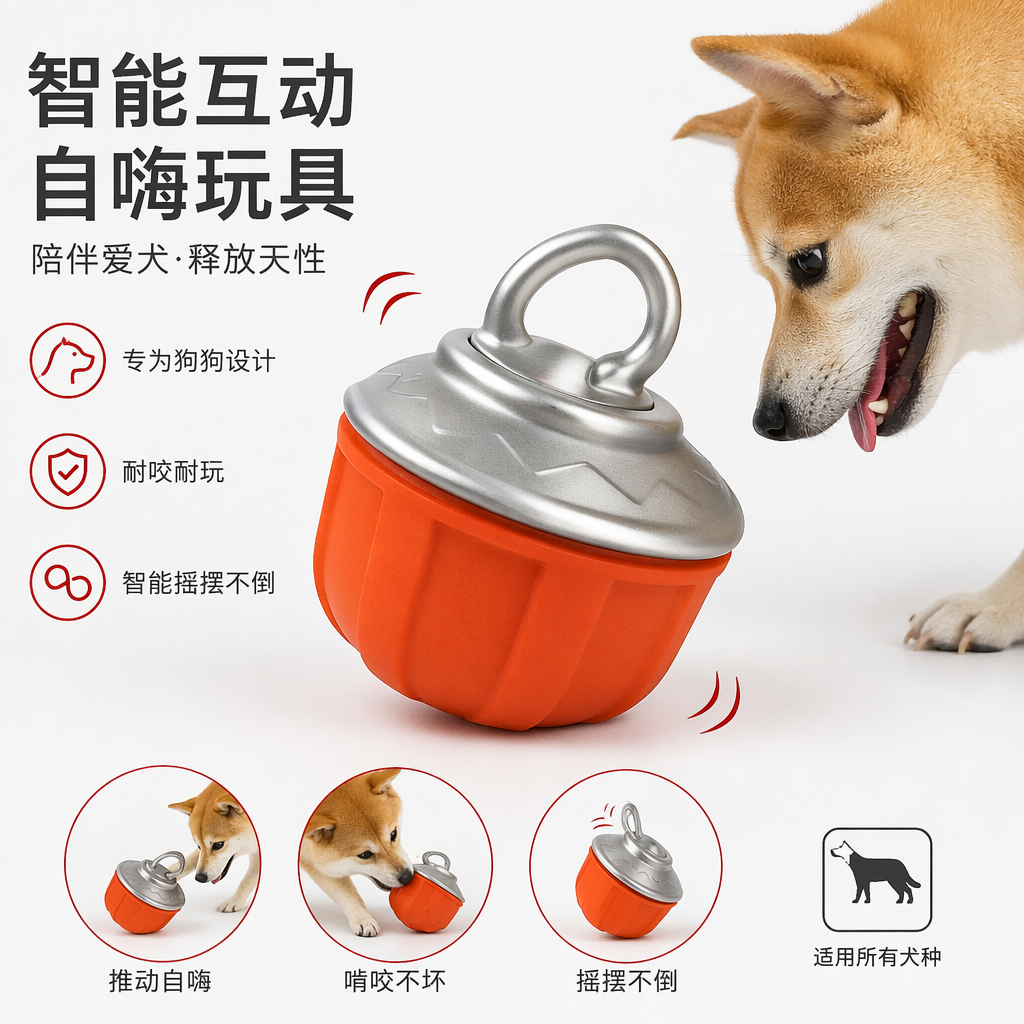 Smart dog toys in white packaging boxes, educational and interactive pet toys