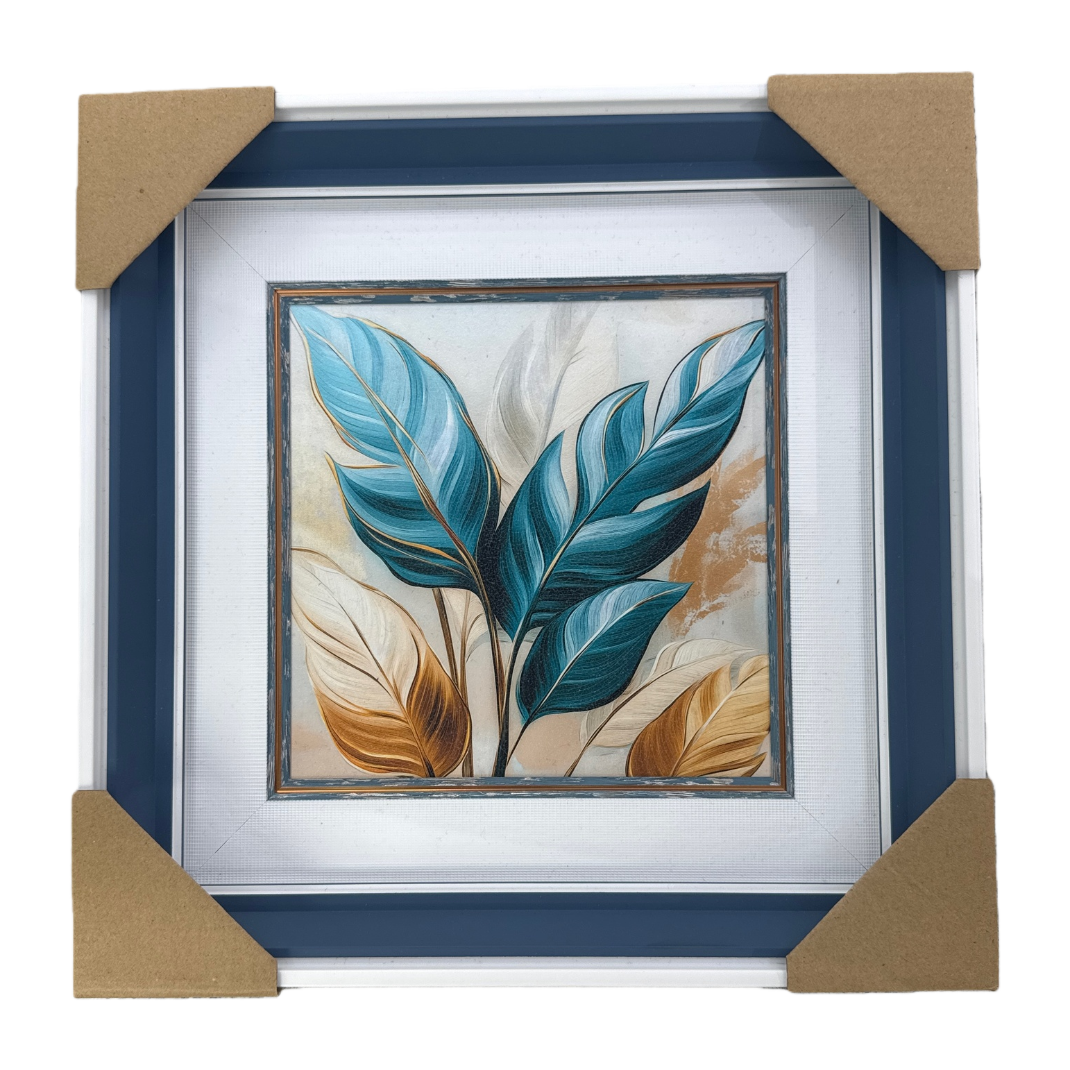 Blue, green and brown leaf-themed decorative paintings, living room and bedroom hanging paintings, artistic abstract leaf paintings Item Picture