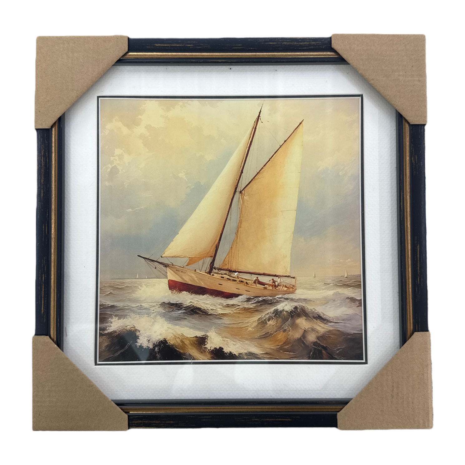Black sailboat sea view painting framing picture frame, ocean-themed decorative painting, living room and bedroom hanging painting Item Picture